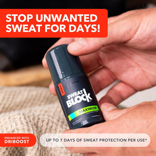 Sweatblock Antiperspirant Deodorant Max Clinical System For Men & Women. Treat Hyperhidrosis - Includes: (1) Driboost [Pm] Maximum Strength Antiperspirant Roll-On + (1) [Am] Clinical Deodorant