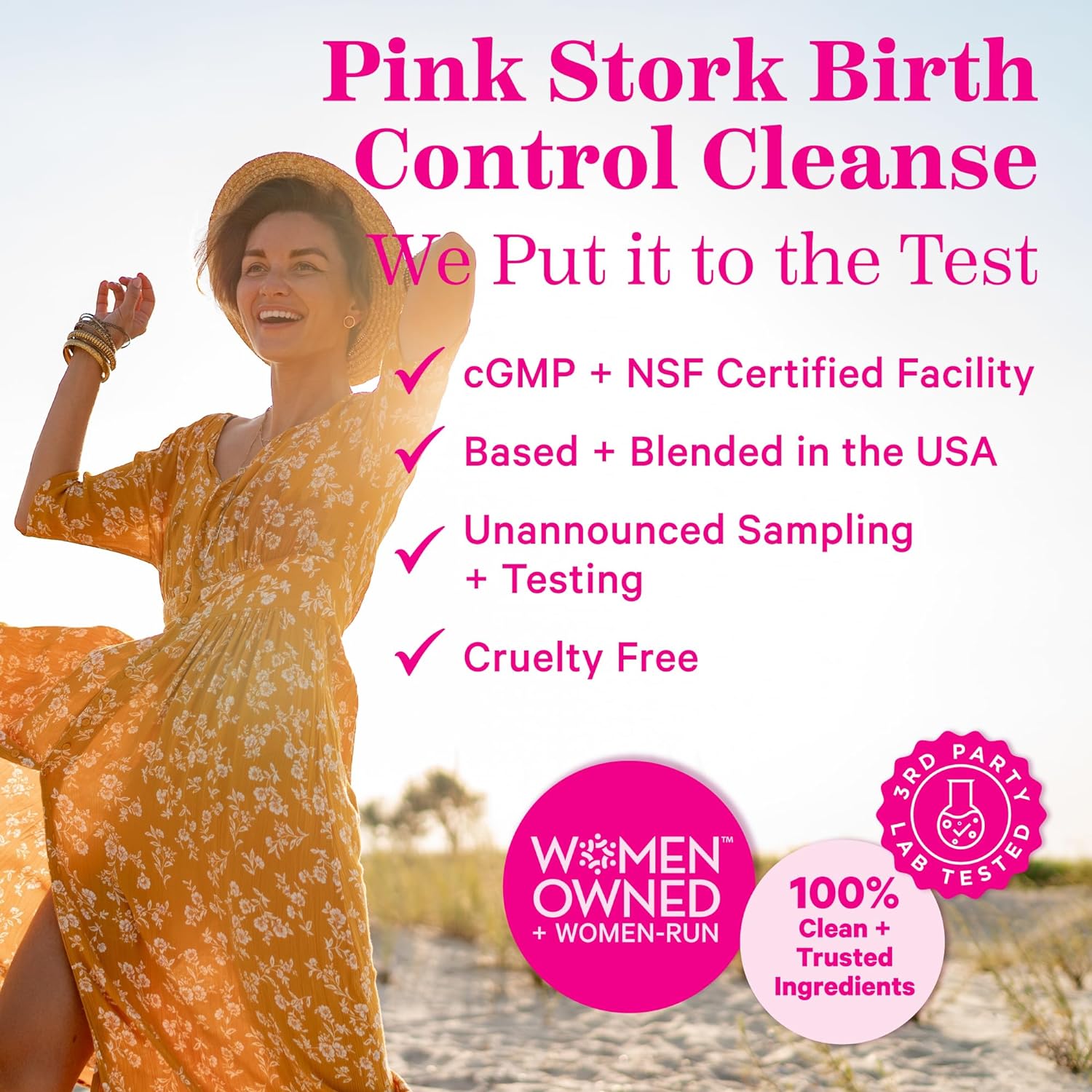 Pink Stork Birth Control Cleanse to Support Hormone Balance, with Chaste Tree Berry (Vitex), Magnesium, and Selenium, Period Support for Conception, Fertility Supplements for Women - 60 Capsules : Health & Household