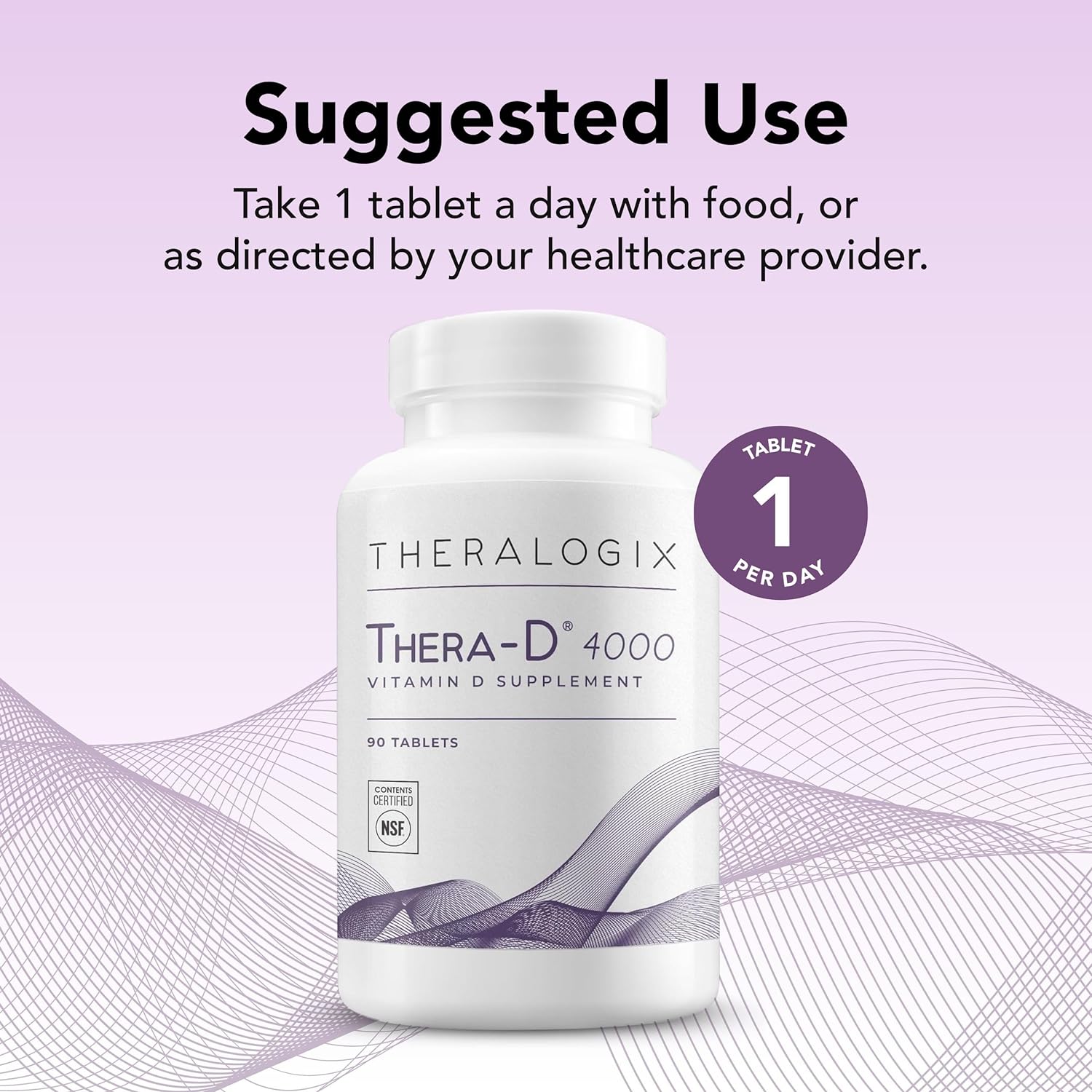 Theralogix Thera-D 4000 Vitamin D Supplement - 4,000 IU (100 mcg) Vitamin D3 Tablets - 90-Day Supply - Immune Support Supplement for Women & Men - Aids Bone & Heart Health - NSF Certified - 90 Tablets : Health & Household