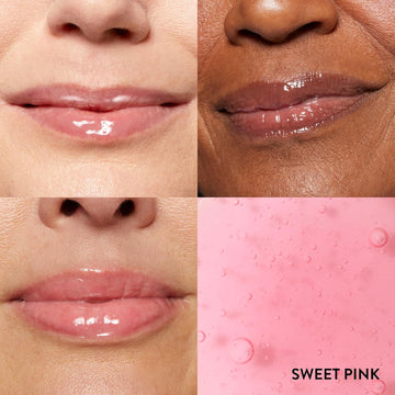 Laura Geller New York Fine Shine Glossy Lip Oil, Sweet Pink - Hydrating Squalane - Sheer Pink Lip Gloss