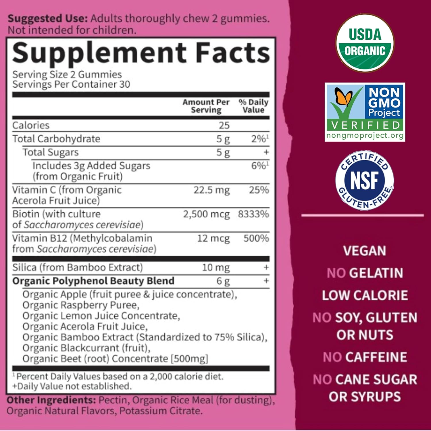 Garden of Life Organic Beet Root Gummies Made of Pectin with Antioxidants, Vitamin C, Biotin & B12 for Hair, Skin & Nails – Beets Beauty Gummies – Vegan, Gluten Free, Non GMO, Raspberry, 30 Servings