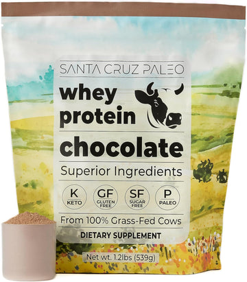 Santa Cruz Paleo Whey Protein Powder, Chocolate, 20g Grass Fed Whey Pr