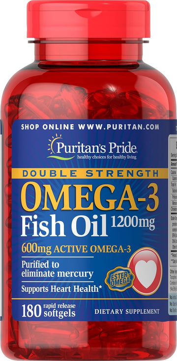 Puritan'S Pride Double Strength Omega-3 Fish Oil 1200 Mg, 180 Count