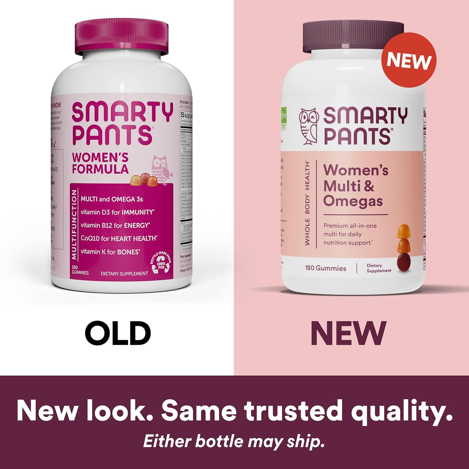 SmartyPants Women's Formula Gummy Vitamins: Gluten Free, Multivitamin, CoQ10, Folate (Methylfolate), Vitamin K2, Vitamin D3, Biotin, B12, Omega 3 DHA/EPA Fish Oil, 180 count (30 Day Supply)