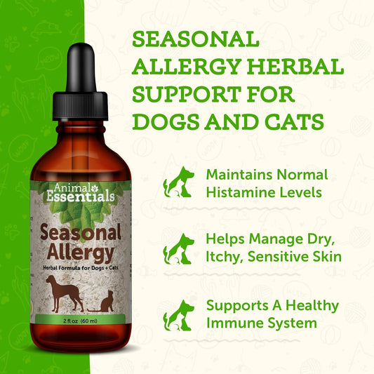 Animal Essentials Seasonal Allergy for Dogs & Cats - Allergy Relief, Licorice Root, Seasonal Support, Liquid Drops, Herbal Formula - 2 Fl Oz