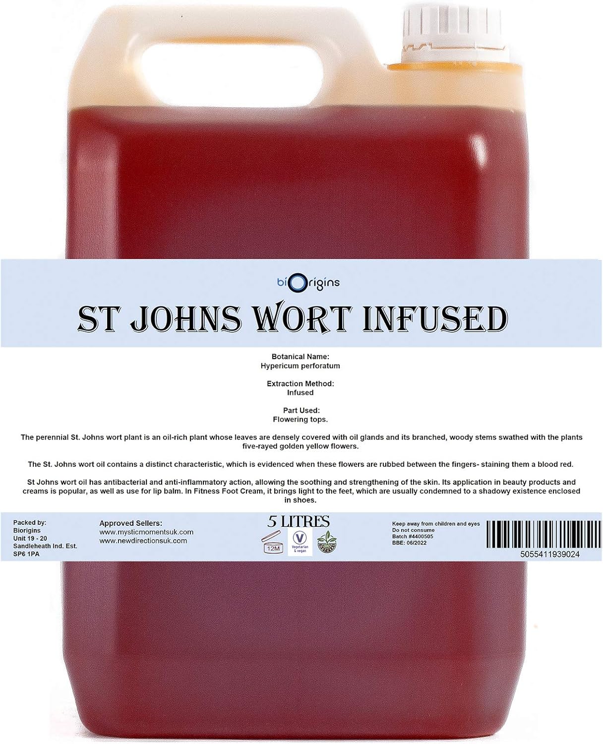 Mystic Moments St Johns Wort Infused Oil - 5 Litres - Hypericum perforatum