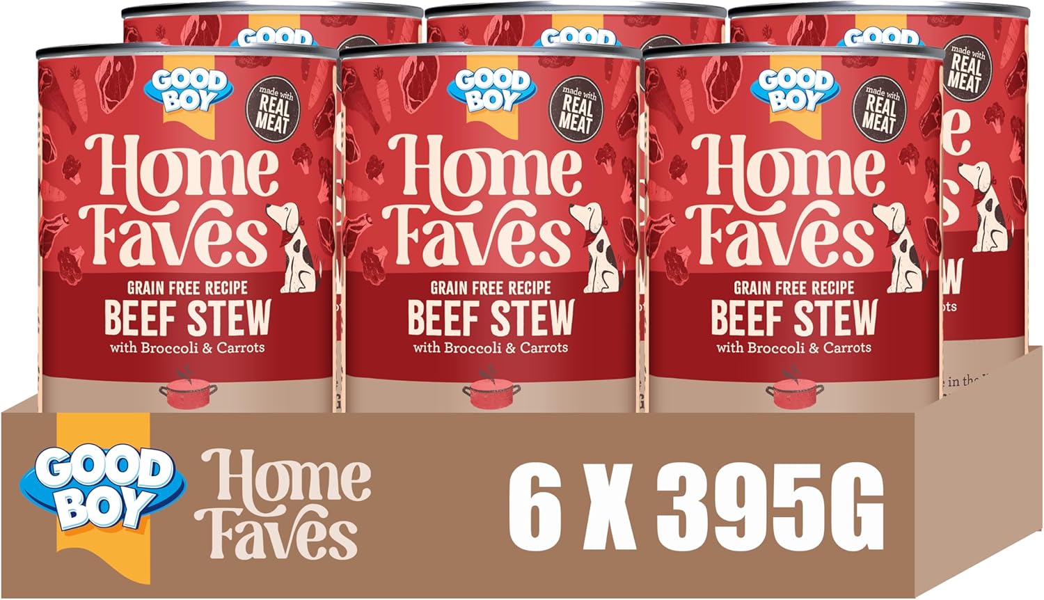 Good Boy Home Faves Whole Grain Wet Dog Food Cans, Chicken Pot Roast, 6 Tins X 395 G
