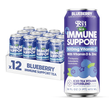 Ryl Immune Support Tea, Blueberry, 500Mg Vitamin With Vitamin D & Zinc, 16.0 Fl Oz (12-Pack)