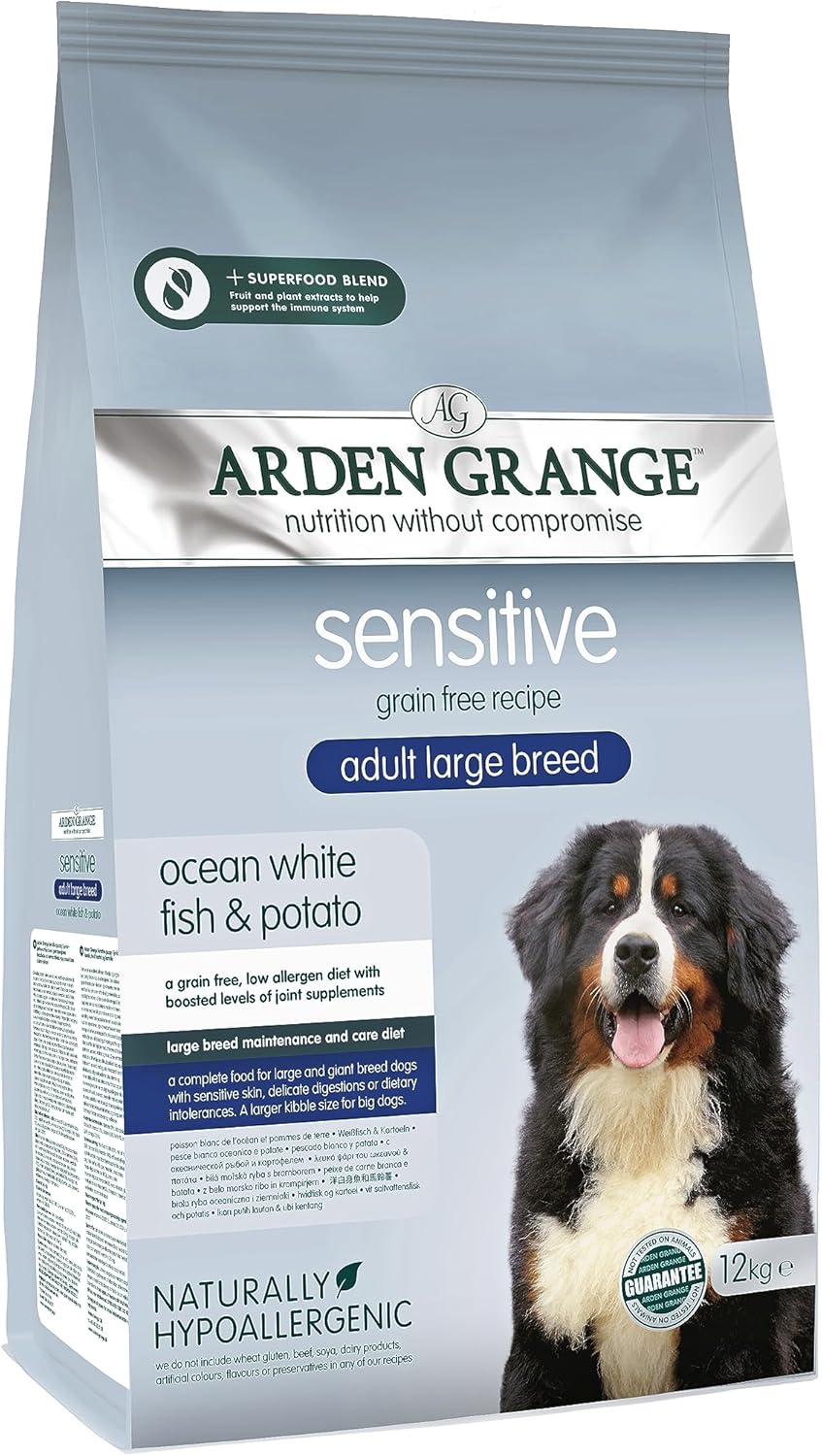Arden Grange Sensitive grain free adult large breed ocean white fish & potato 12kg :Pet Supplies
