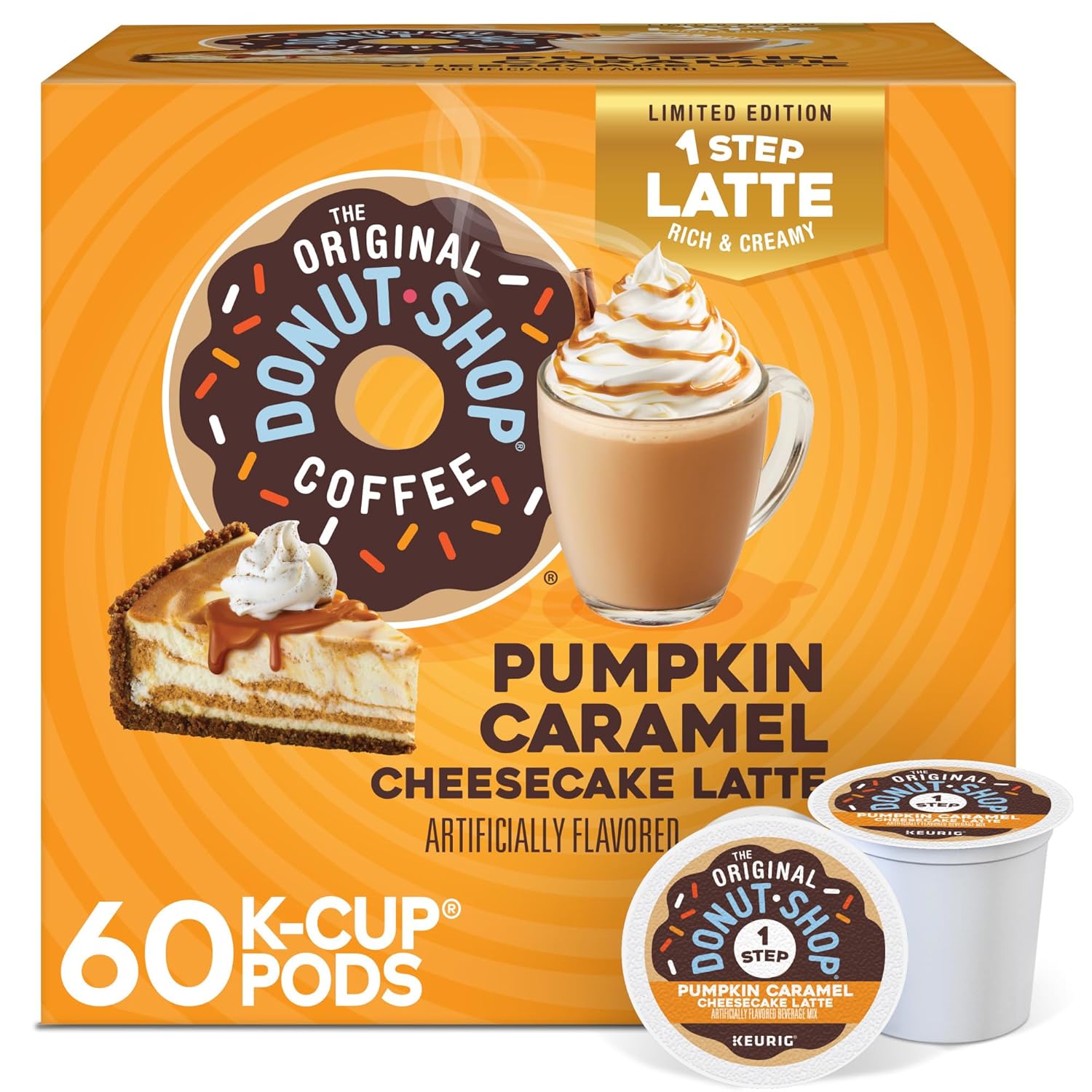 The Original Donut Shop Pumpkin Caramel Cheesecake Latte, Keurig Single Serve K-Cup Pods, 60 Count