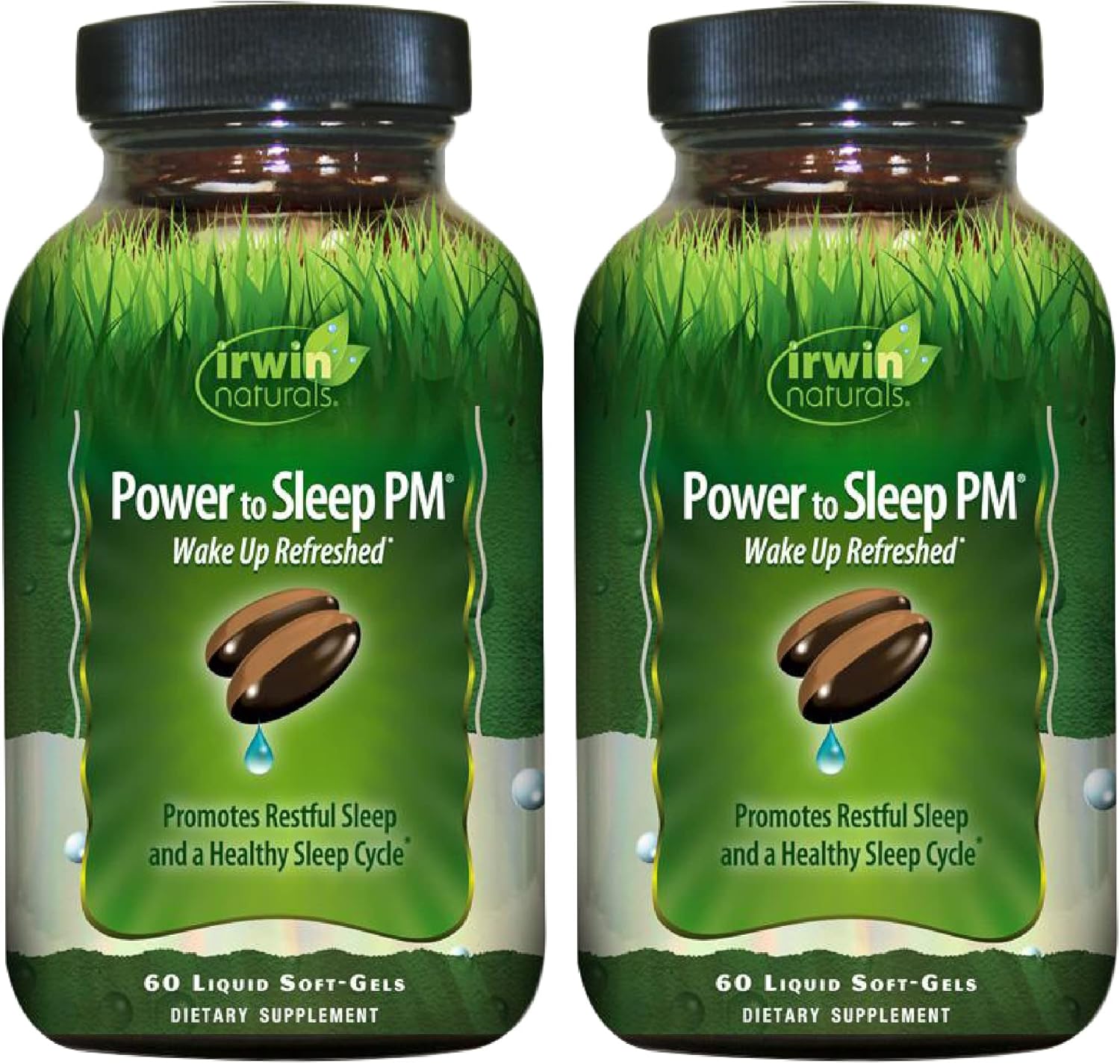 Irwin Naturals Power To Sleep Pm - 60 Liquid Soft-Gels, Pack Of 2 - With Melatonin, Gaba, Ashwagandha, Valerian Root & L-Theanine - 60 Total Servings