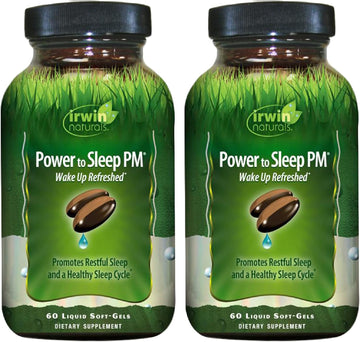 Irwin Naturals Power To Sleep Pm - 60 Liquid Soft-Gels, Pack Of 2 - With Melatonin, Gaba, Ashwagandha, Valerian Root & L-Theanine - 60 Total Servings