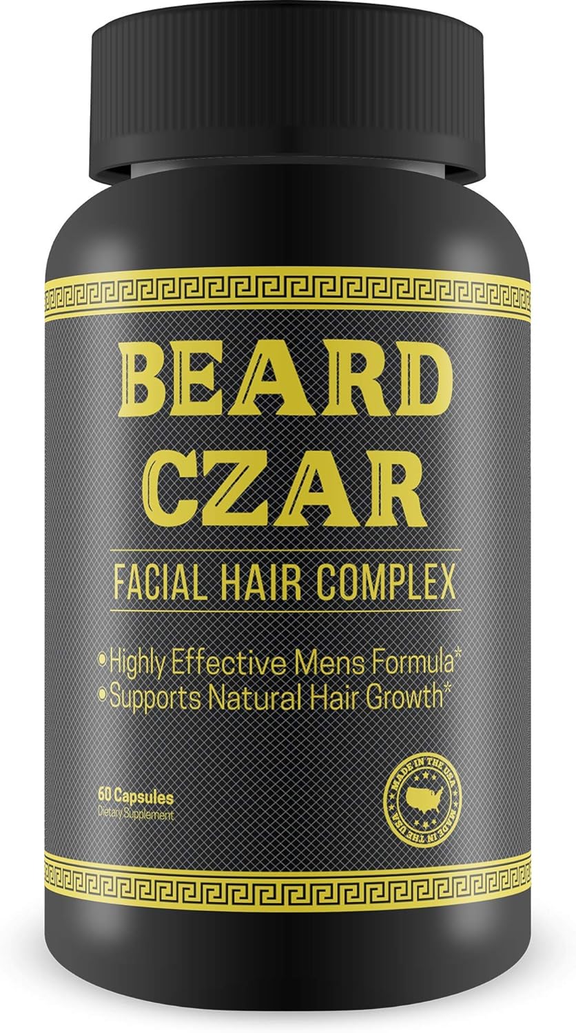 The Beard Czar-Facial Hair Complex- Highly Effective Mens Formula- Supports Natural Hair Growth-Improve Beard Quality And Nourishment-60 Capsules