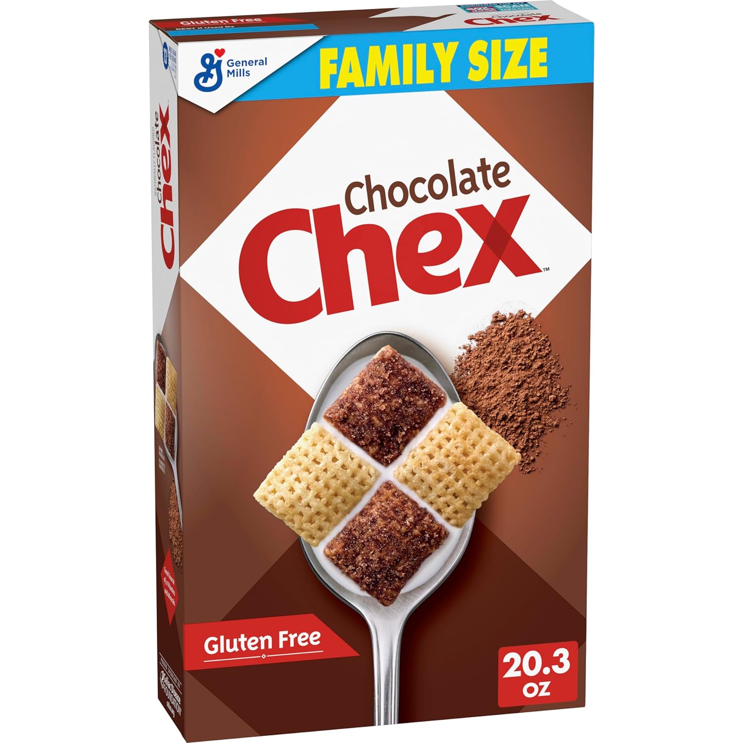 Chocolate Chex Cereal, Gluten Free Breakfast Cereal, Made with Whole Grain, Family Size, 20.3 oz