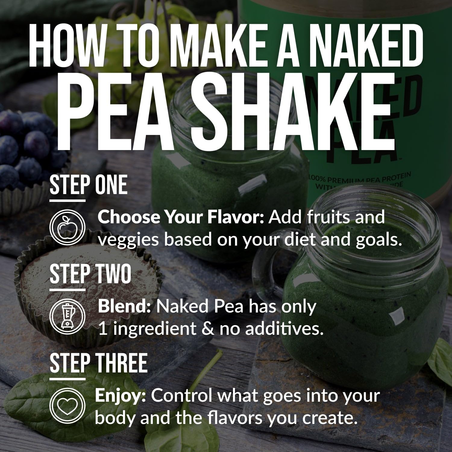 NAKED Pea - 2LB 100% Pea Protein Powder from North American Farms - Unflavored Vegan Pea Protein Isolate - Plant Protein Powder, Easy to Digest - 30 Servings : Health & Household