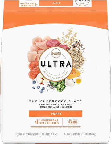 Nutro Ultra High Protein Natural Dry Dog Puppy Food With A Trio Of Proteins From Chicken Lamb And Salmon, 15 Lb. Bag