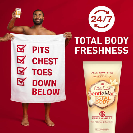 Old Spice Whole Body Deodorant For Men, Total Body Deodorant, Vanilla + Shea, Aluminum Free Deodorant Cream For 24/7 Freshness // Dermatologist Tested Whole Body Deodorant, 3.0 Oz