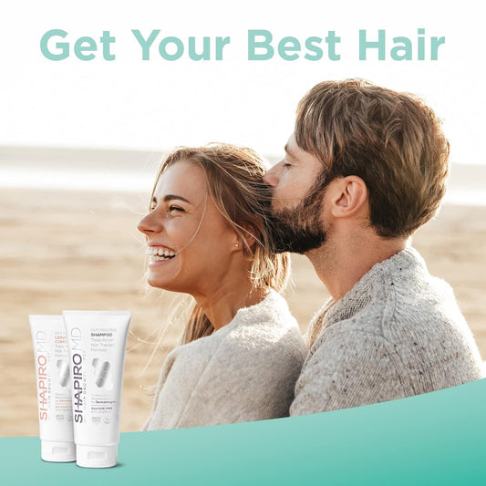 Hair Loss Shampoo and Leave in Conditioner | DHT Fighting Vegan Formula for Thinning Hair Developed by Dermatologists | Experience Healthier, Fuller & Thicker Looking Hair – Shapiro MD | 1-Month