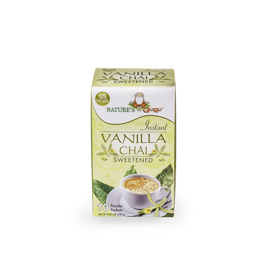 Nature'S Guru Instant Vanilla Chai Tea Drink Mix Sweetened, 10 Count (Pack Of 1) Single Serve On-The-Go Drink Packets
