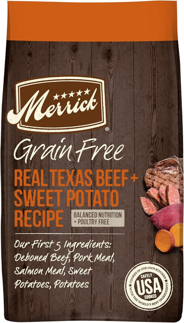 Merrick Premium Grain Free Dry Adult Dog Food, Wholesome And Natural Kibble, Real Texas Beef And Sweet Potato - 22.0 lb. Bag