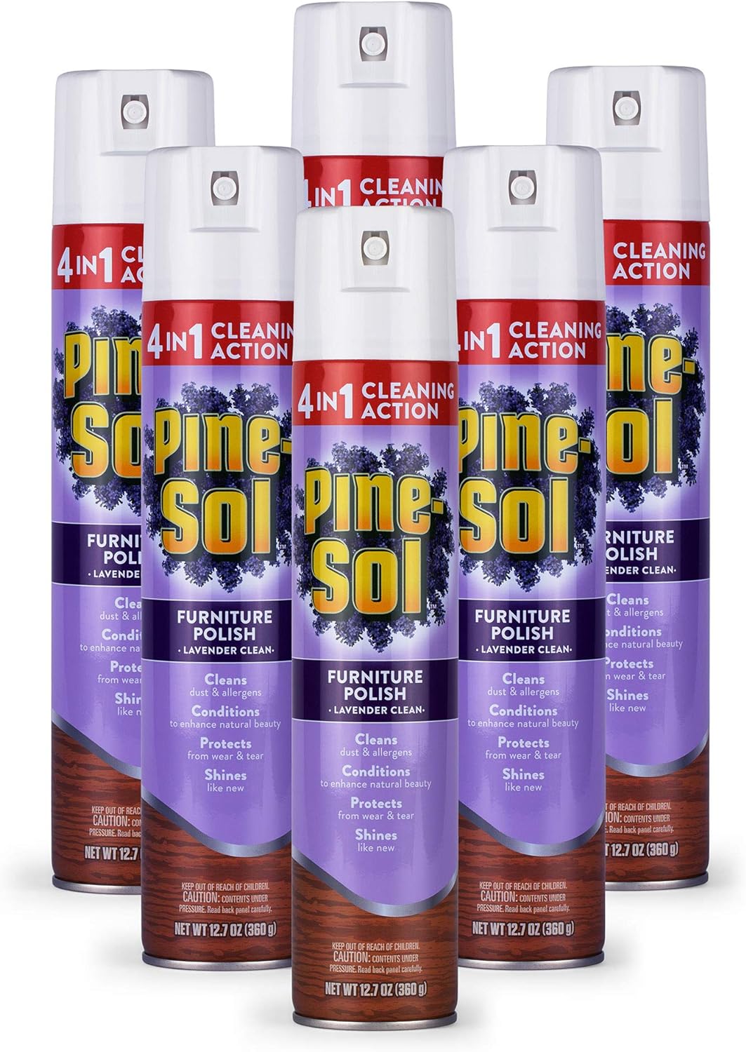 Pine-Sol Furniture Polish | Wood Furniture Polish Spray | Wood Polish Spray for Your Furniture Gives You A Powerful Clean You Can Trust | 12.7 Ounces, Fresh Lavender Scent - Pack of 6