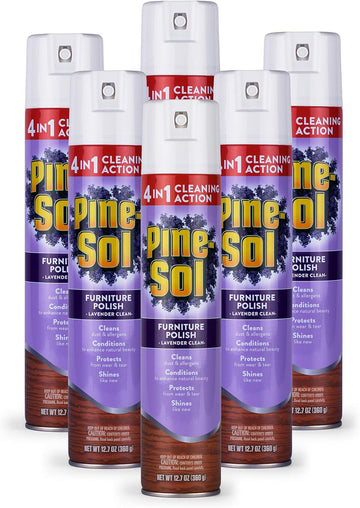 Pine-Sol Furniture Polish | Wood Furniture Polish Spray | Wood Polish Spray for Your Furniture Gives You A Powerful Clean You Can Trust | 12.7 Ounces, Fresh Lavender Scent - Pack of 6