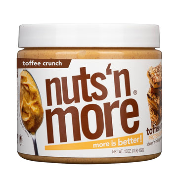 Nuts ‘N More Toffee Crunch Peanut Butter Spread - High Protein, Low Carb, Low Sugar, Gluten Free, Non-Gmo, All-Natural Nut Butter Snack (15Oz Jar)