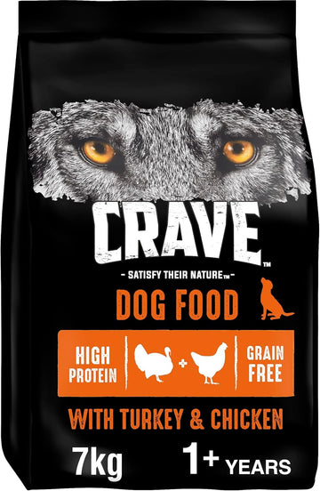 Crave Turkey & Chicken 7 kg Bag, Premium Adult Dry Dog Food with high Protein, Grain-free?407885