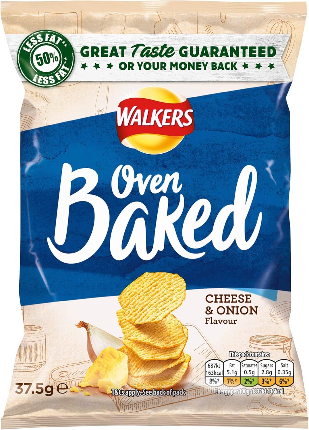 Walkers Baked Cheese & Onion Crisps - 32x37.5g : Amazon.co.uk: Grocery