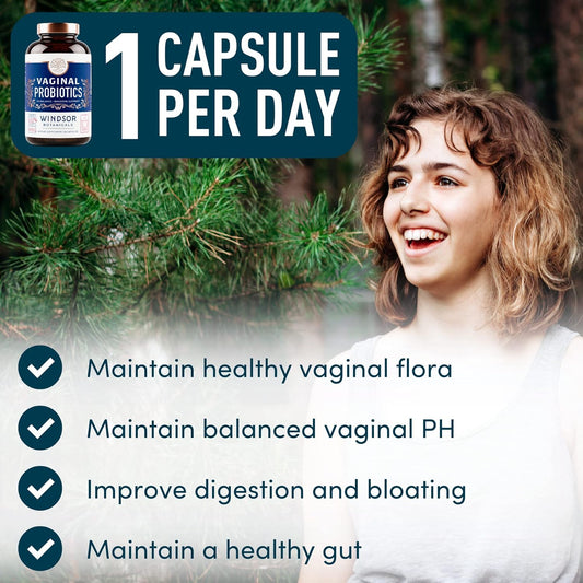 Vaginal Probiotics For Women - 19Bil Cfu, Once Daily Lactobacillus Salivarius Probiotic For Ph Balance, Digestive, Gut Health - Feminine Balance Complex For Women Bv Support Supplements - 30 Capsules