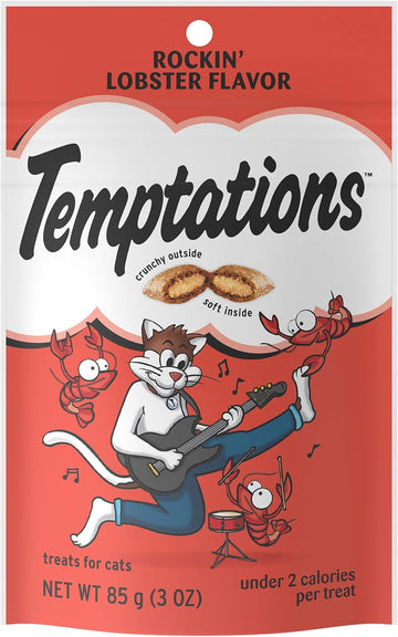 TEMPTATIONS Cat Treats Rockin' Lobster Flavor, 3 oz. Pouches, Pack of 12