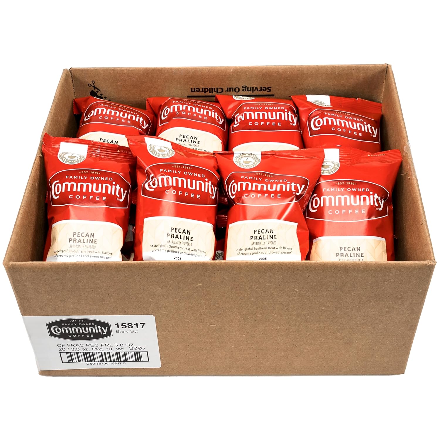 Community Coffee Pecan Praline Flavored, Medium Roast Pre-Measured Coffee Packs, 3.0 Ounce Bag (Box Of 20)