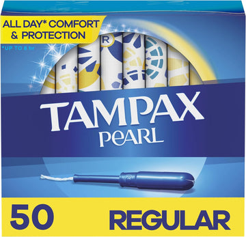 Tampax Pearl Tampons Regular Absorbency, With Leakguard Braid, Unscented, 50 Count : Health & Household