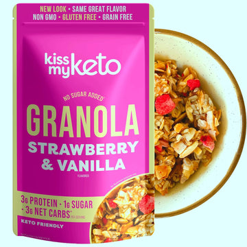 Kiss My Keto Granola Cereal – Salted Caramel Keto Granola Low Carb Cereal (2G-Net) Low Sugar Granola – Grain Free Granola Keto Cereal, Gluten Free Granola Protein Granola, Keto Nut Granola For Yogurt