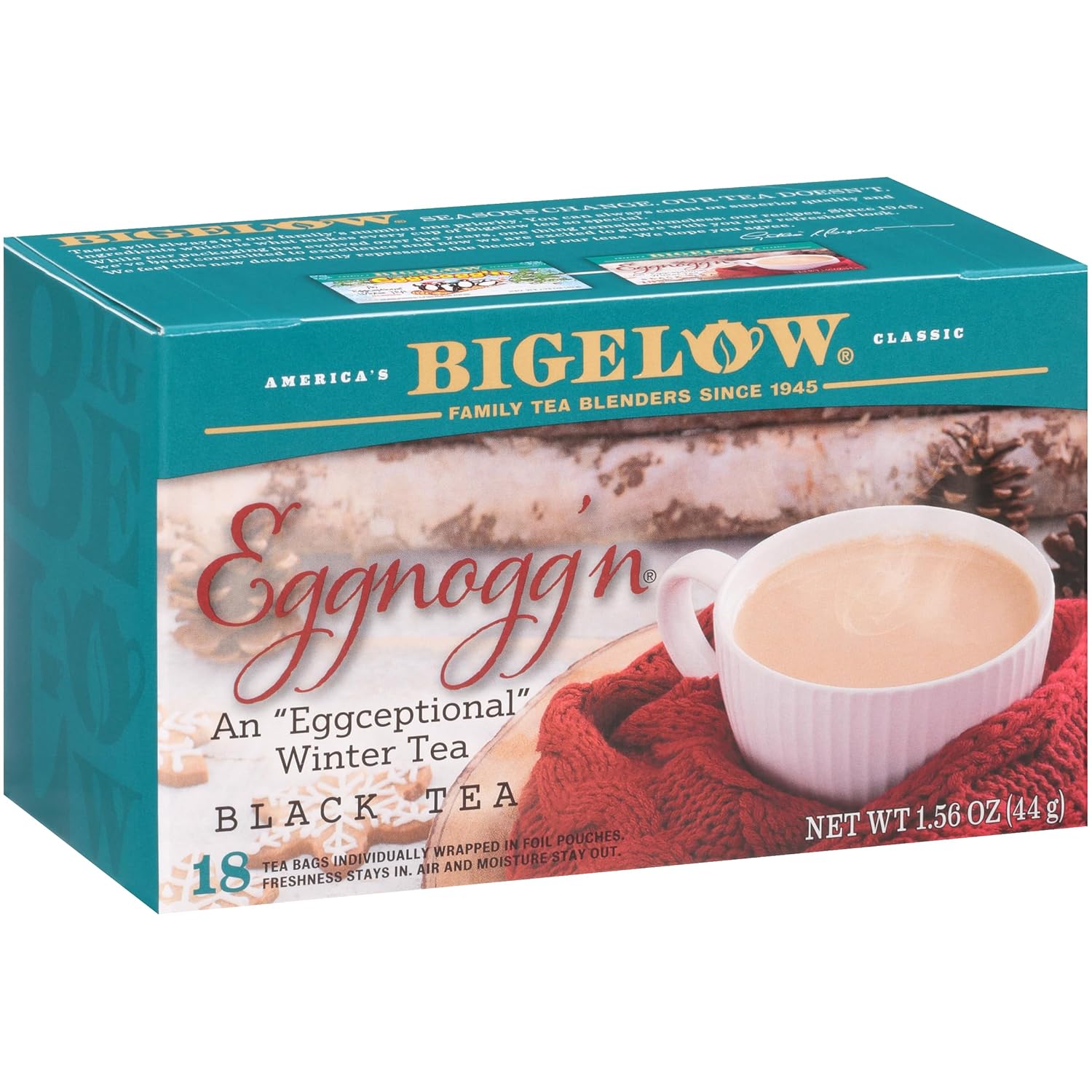 Bigelow Tea Eggnogg'N Black Tea, Caffeinated, 18 Count (Pack Of 6), 108 Total Tea Bags