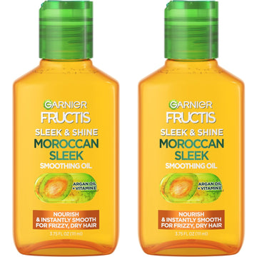 Garnier Fructis Sleek & Shine Moroccan Sleek Smoothing Oil for Frizzy, Dry Hair, Argan Oil, 3.75 Fl Oz, 2 Count (Packaging May Vary)