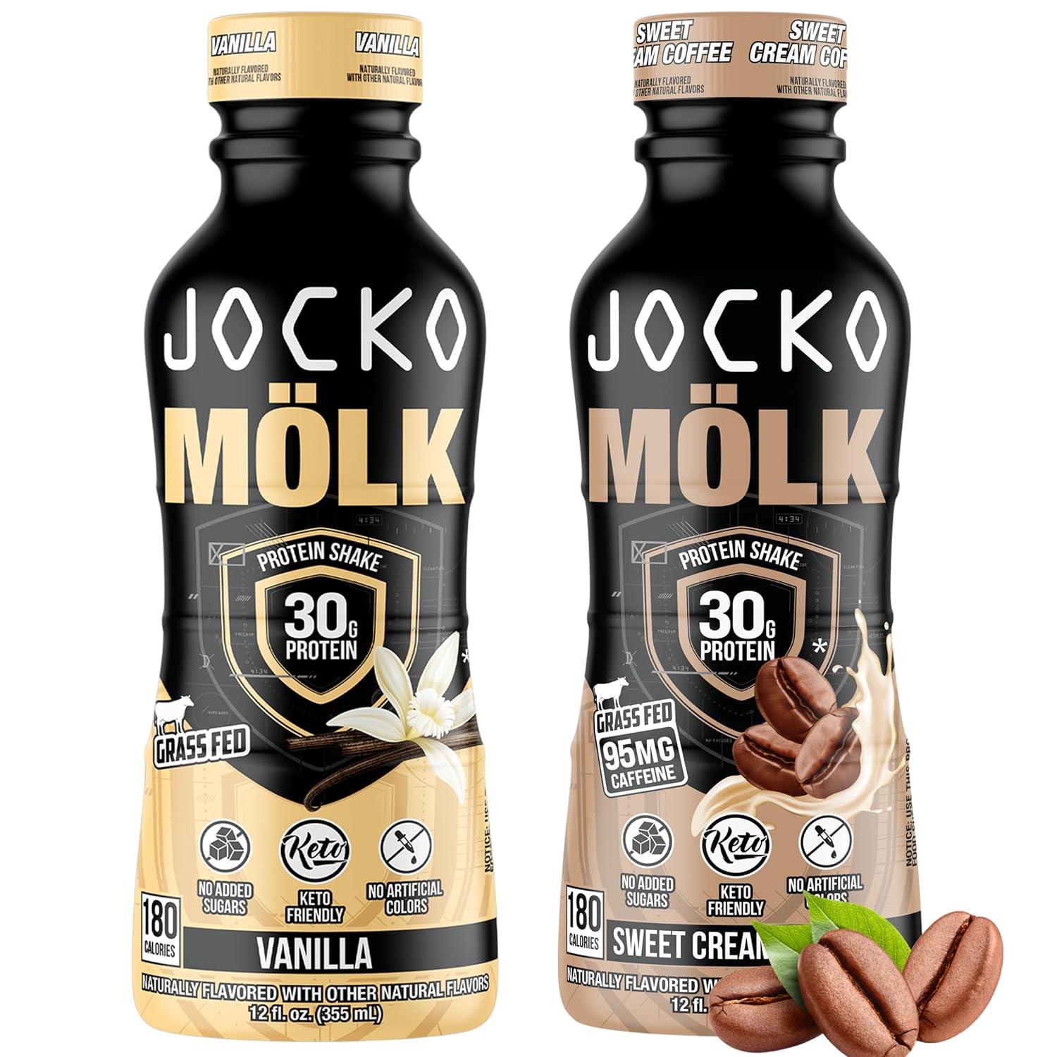 Jocko Molk Rtd Protein Shakes Bundle - Vanilla & Sweet Cream Coffee (24 Pack)