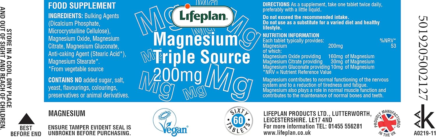 Lifeplan Triple Source Magnesium 200Mg 60 Tablets