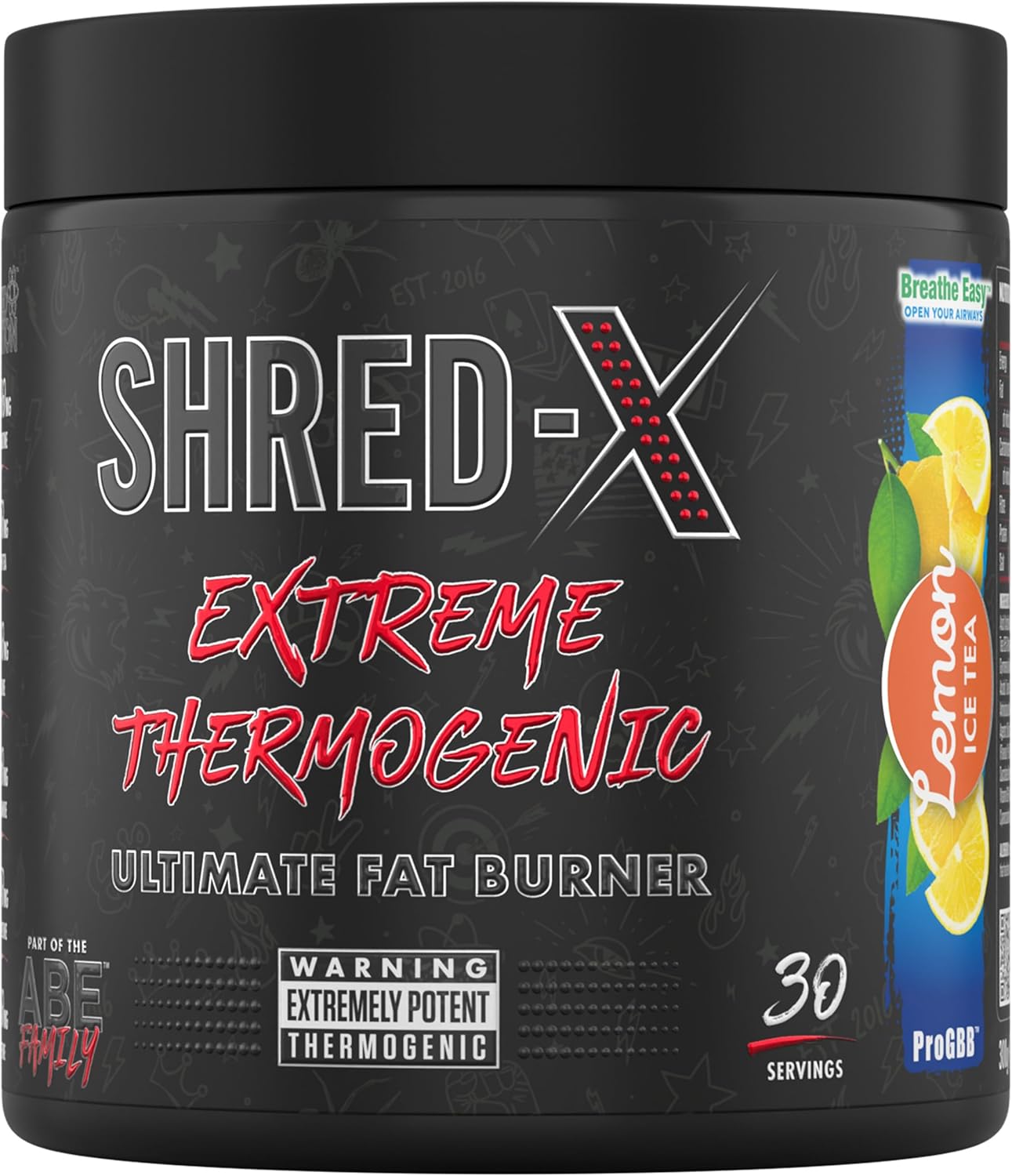 Applied Nutrition Shred X Fat Burner - Abe All Black Everything Fat Burner, Thermo Weight Management (300G - 30 Servings) (Sour Gummy Bear)