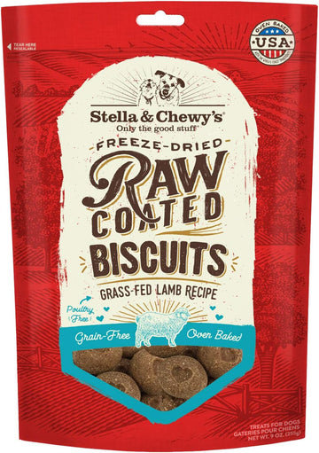 Stella & Chewy'S Freeze-Dried Raw Coated Dog Biscuits – Grass-Fed Lamb Recipe – Protein Rich, Grain Free Dog & Puppy Treat – Great Snack For Training & Rewarding – 9 Oz Bag