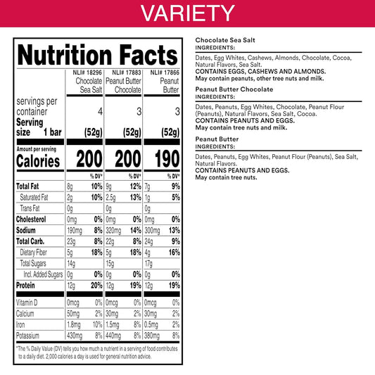 Rxbar Protein Bars, Protein Snacks, Snack Bars, Variety Pack, 18.3Oz Box (10 Bars)