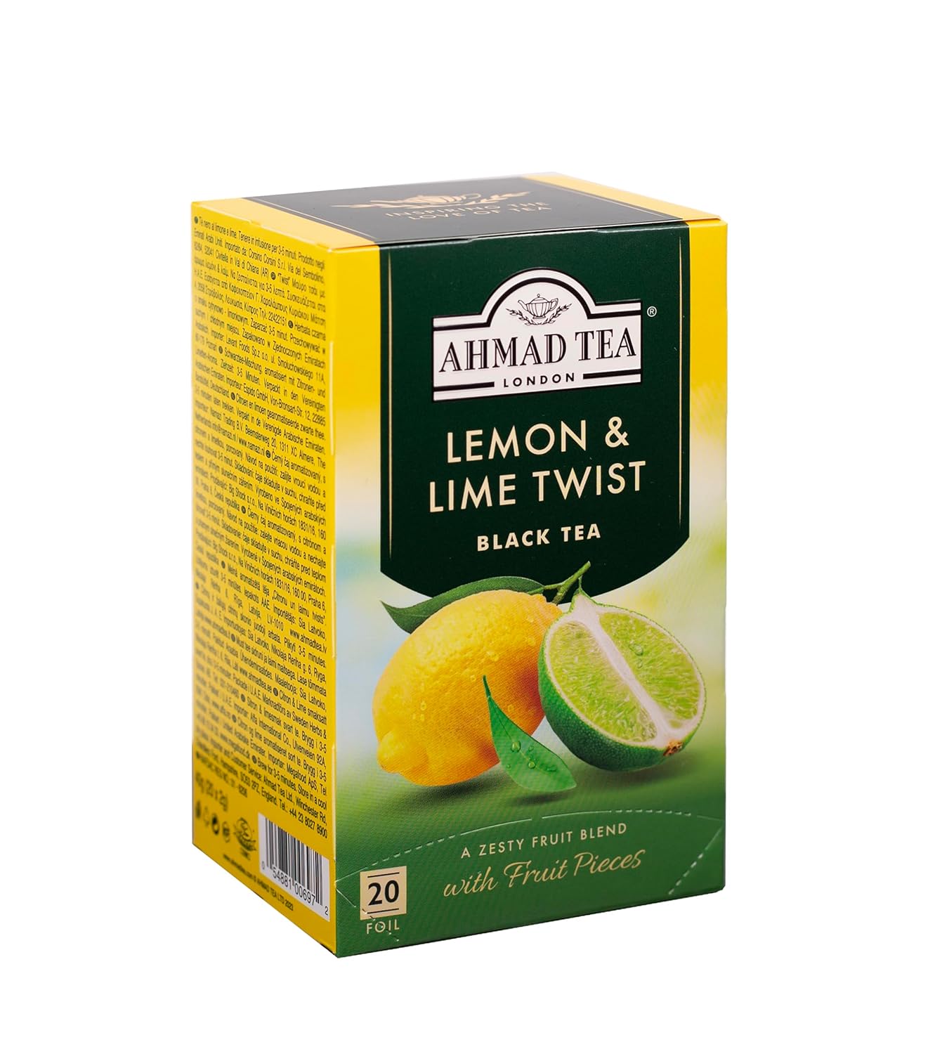 Ahmad Tea Lemon & Lime Twist Black Tea, 20-Count Boxes (Pack Of 6)