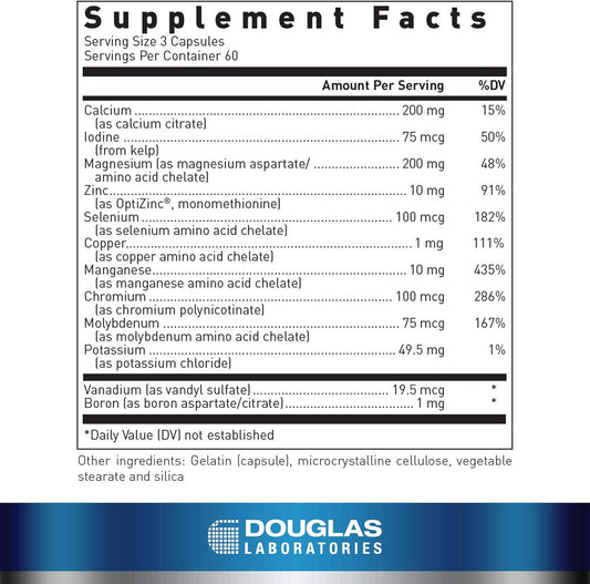 Douglas Laboratories Basic Minerals | Iron Free Mineral/Trace Element Formula To Support Overall Health | 180 Capsules