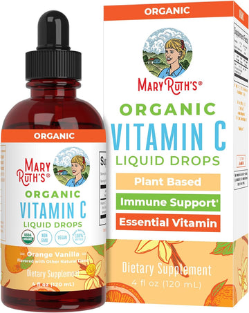 Organic Vitamin C Supplement By Maryruth'S | Liquid Vitamin C Liquid Drops For Adults & Kids | Immune Support Supplement For Overall Health | Vegan | Non-Gmo | Gluten Free | 4 Fl Oz