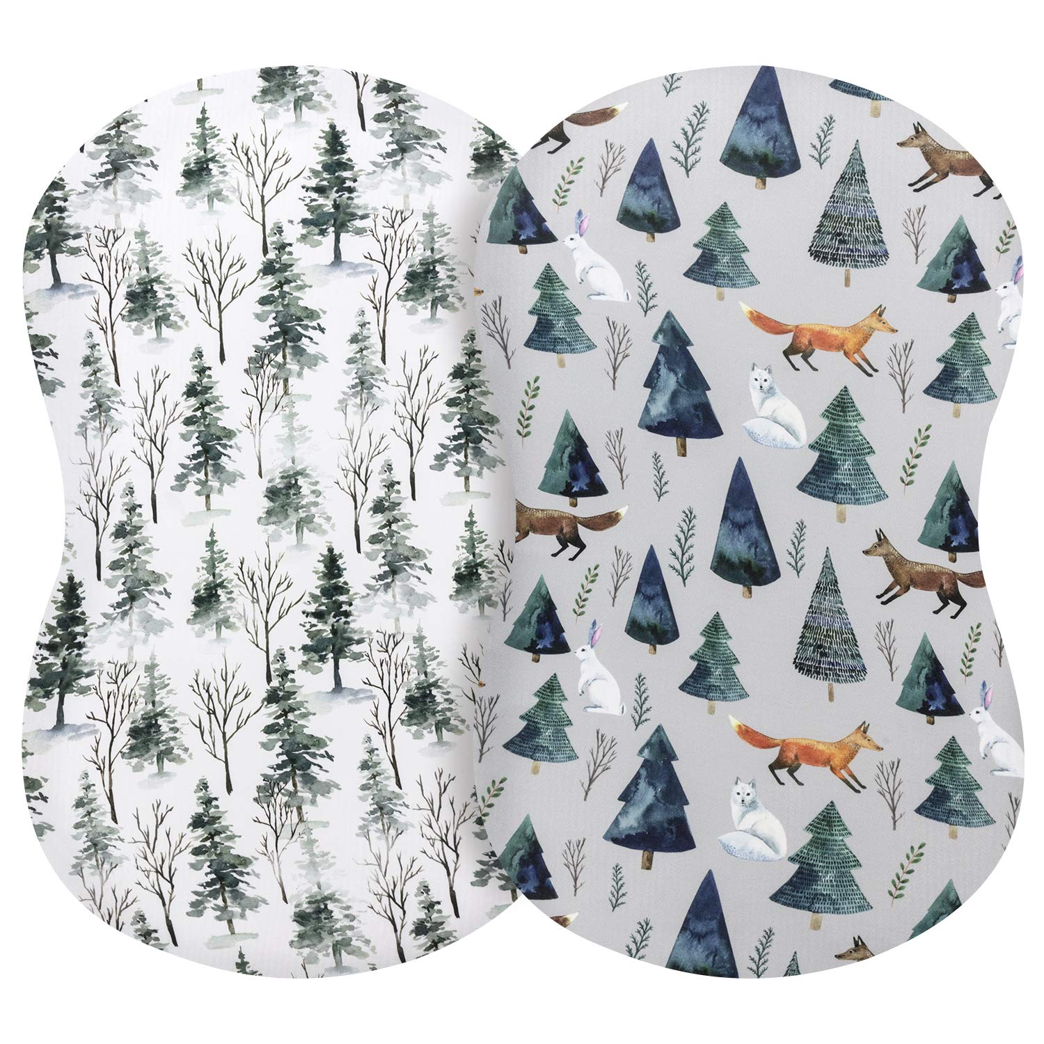Pobi Baby - 2 Pack Premium Bassinet Sheets For Standard Bassinets - Ultra-Soft Cotton Blend, Stylish Animal Woodland Pattern, Safe And Snug For Baby (Magical)