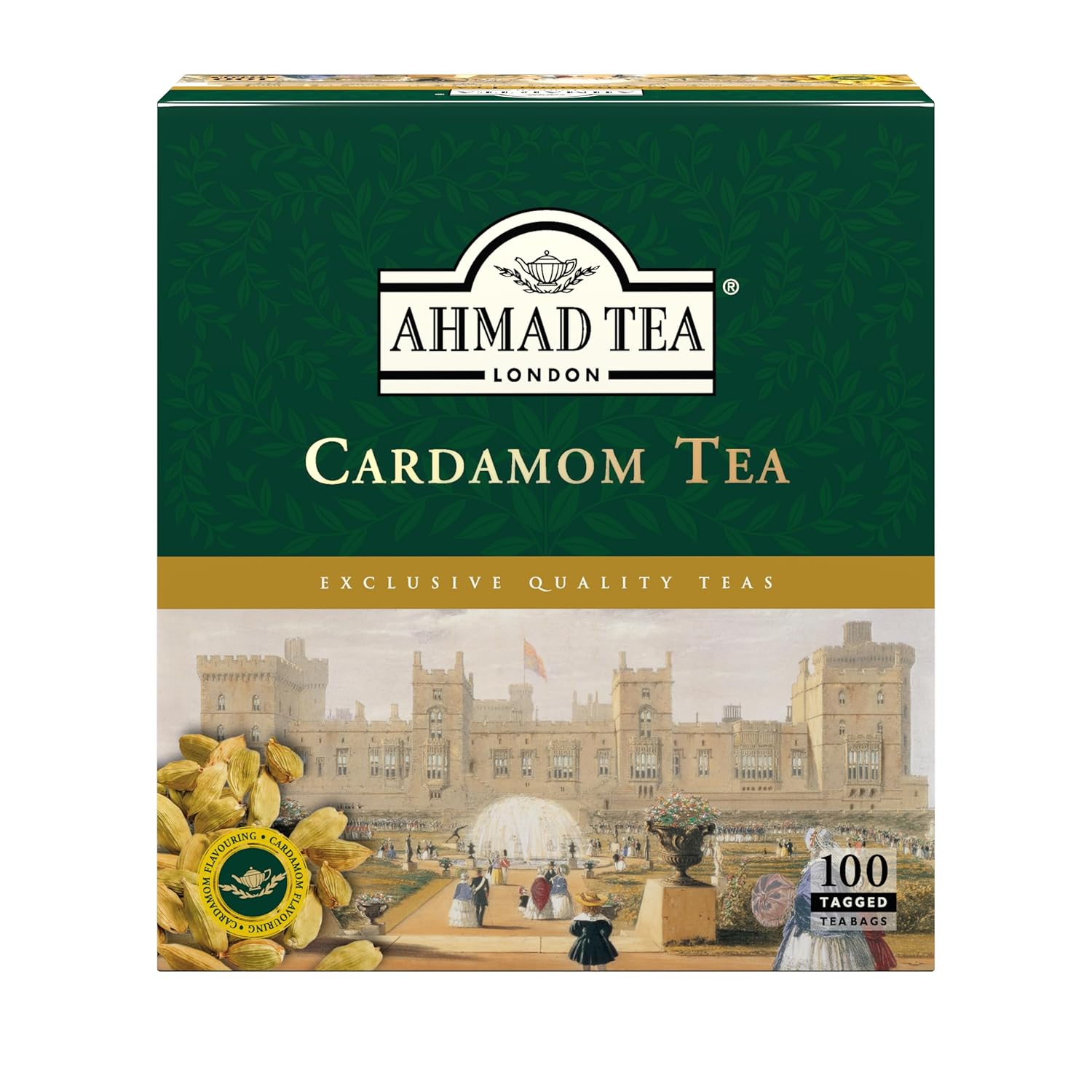 Ahmad Tea Black Tea, Cardamom Teabags (No Envelopes), 100 Ct - Caffeinated And Sugar-Free