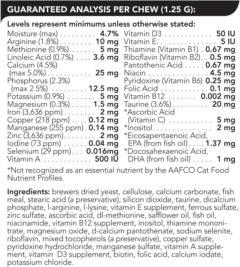 VetriScience NuCat Multi Vitamin for Cats, 90 Chewable Tablets - Complete MultiVitamin Supports Skin and Coat, Immune System, Eye Sight and Everyday Wellness : Pet Supplies