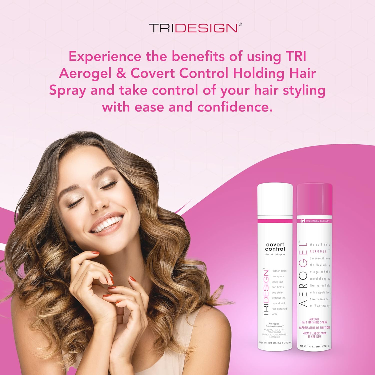 TRI Design Aerogel & Covert Control Holding Hair Spray - Hairspray for Women & Men, Texture Spray for Hair of All Types, Provides Hidden Control Hair Products, 10.5 Oz. Each Bottle : Beauty & Personal Care