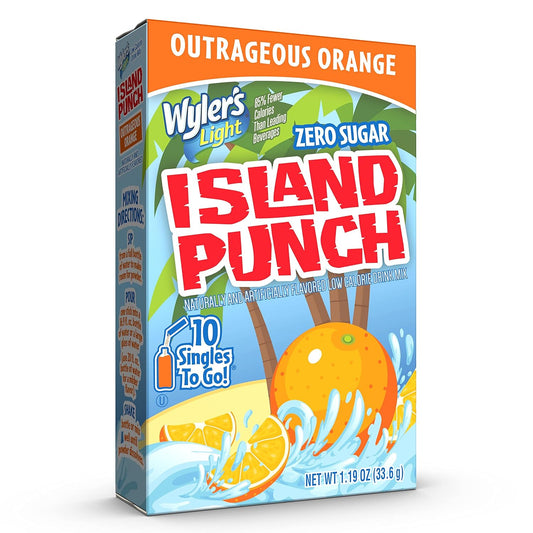 Wyler'S Light Island Punch Singles To Go, Water Drink Mix, Outrageous Orange, 10 Count, Pack Of 12 (120 Single Servings)