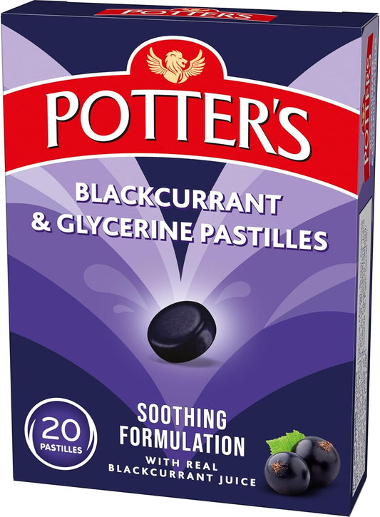 Potter'S Blackcurrant & Glycerine Pastilles, 20 Pastilles
